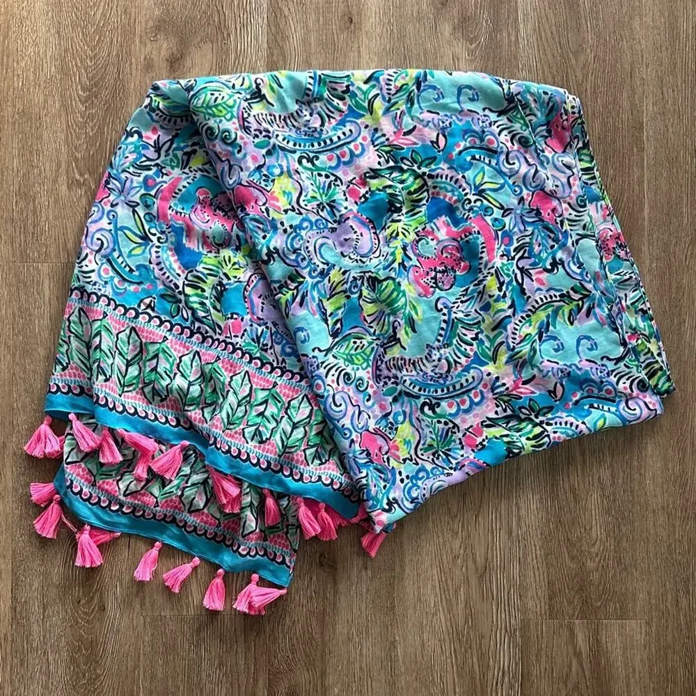 NWT Lilly Pulitzer Resort Scarf‎ Over The Rainbow Multi Color Preppy